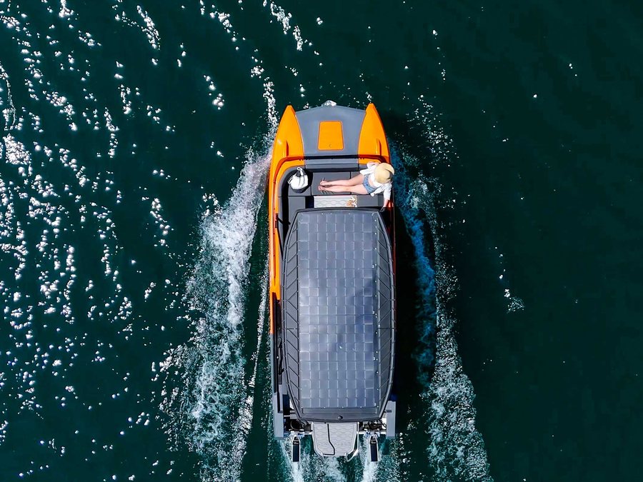 Korkyra 650 seen from above with the 1 kWh solar panel fitted over the deck